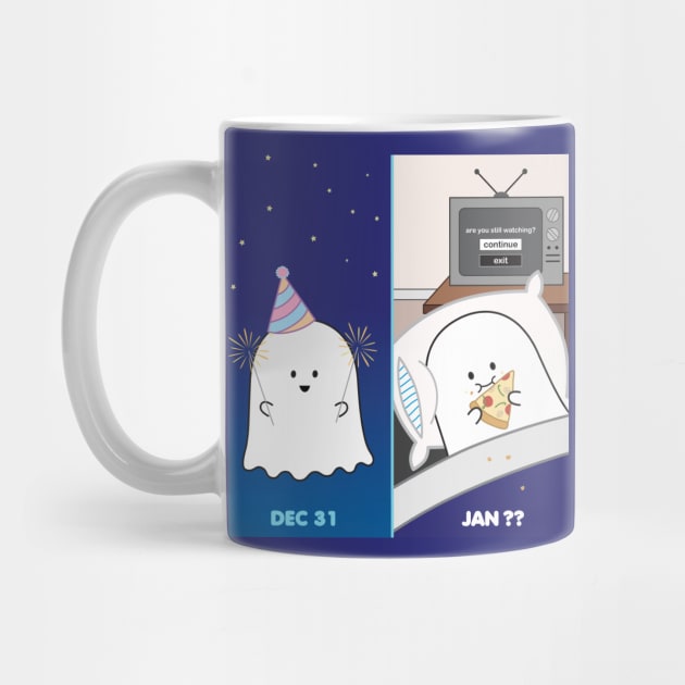 Gordie the Ghost (Dec 31 vs Jan) | by queenie's cards by queenie's cards